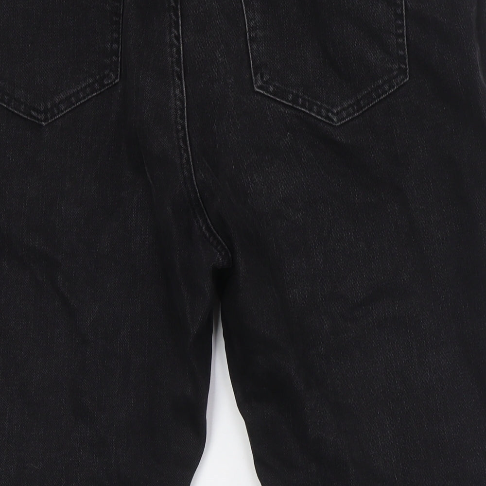 ASOS Mens Black Cotton Cropped Jeans Size 34 in L23 in Regular Zip - Raw Hem