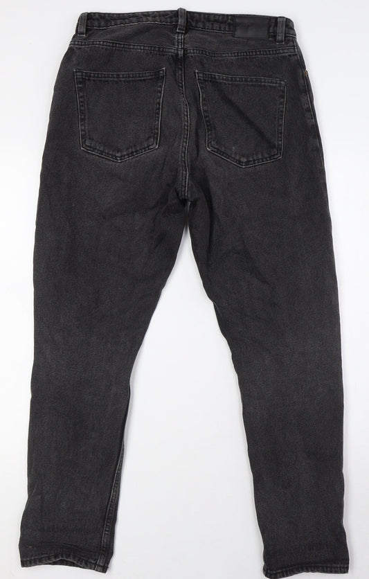 Monki Mens Black Cotton Straight Jeans Size 30 in L29 in Regular Zip