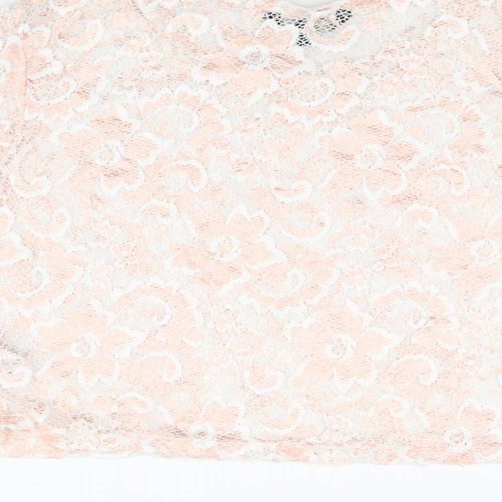 Candy Couture Girls Pink Floral Polyester Cropped T-Shirt Size 15 Years Round Neck Pullover