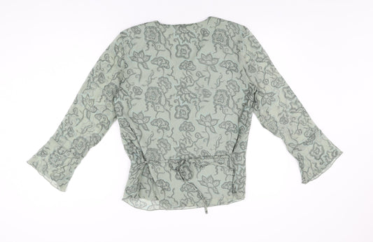 Womens UK Size S OFF Shoot Green Basic Blouse