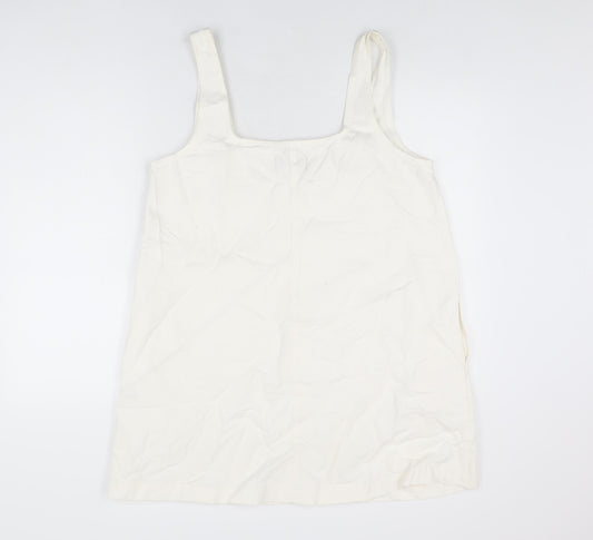 ASOS Womens Ivory Cotton Shift Size 16 Square Neck Zip