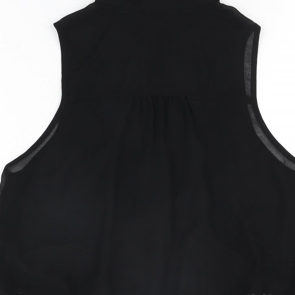 Womens UK Size 8 Topshop Black Basic Button-Up