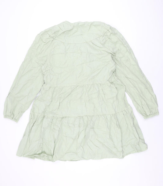 Marks and Spencer Womens Green Lyocell Shift Size 12 V-Neck Pullover