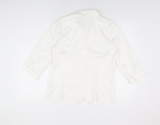 Womens UK Size 12 BM Collection White Basic Button-Up