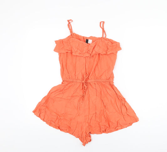 Womens UK Size 8 H&M One-Piece Orange Playsuit