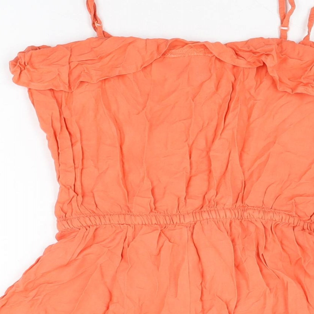 H&M Womens Orange Viscose Playsuit One-Piece Size 8 L3 in Drawstring