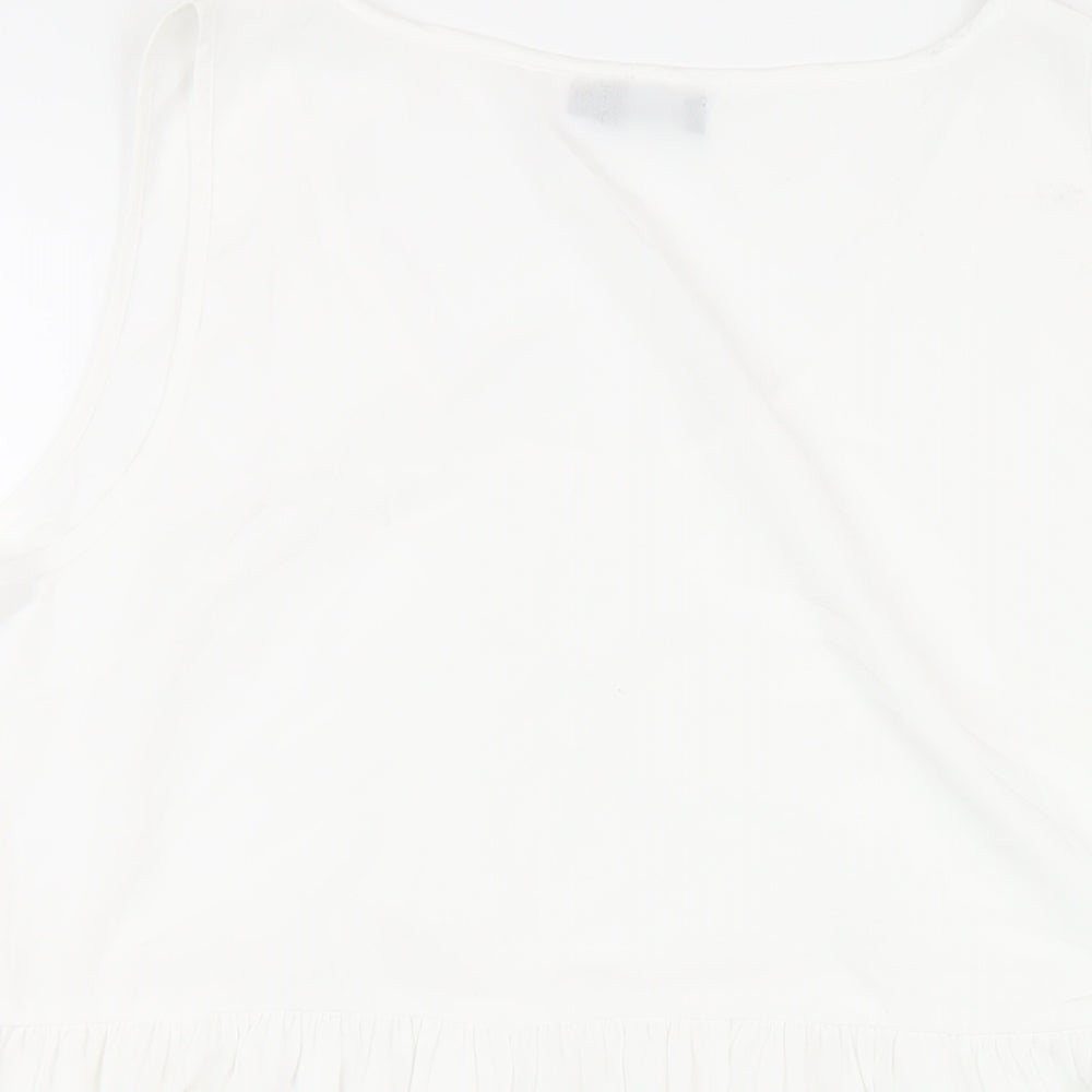Boohoo Womens White Polyester Basic Tank Size 14 Round Neck