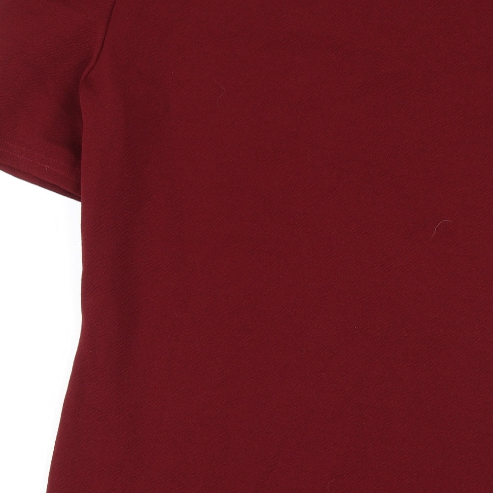 Dorothy Perkins Womens Red Polyester Bodycon Size 12 Round Neck Pullover