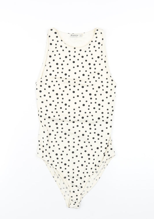 Womens UK Size S Stradivarius One-Piece Ivory Bodysuit