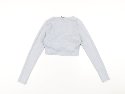Womens UK Size 6 Missguided Blue Cropped T-Shirt