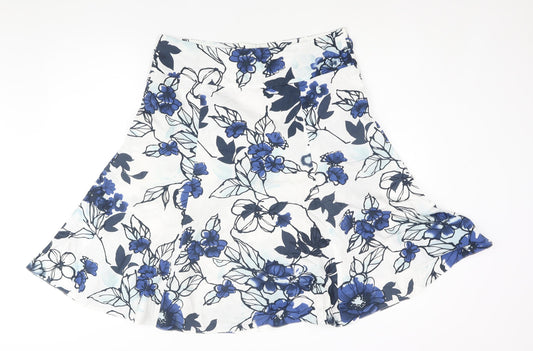 CMD Womens Blue Floral Polyester Trumpet Skirt Size 34 in Zip