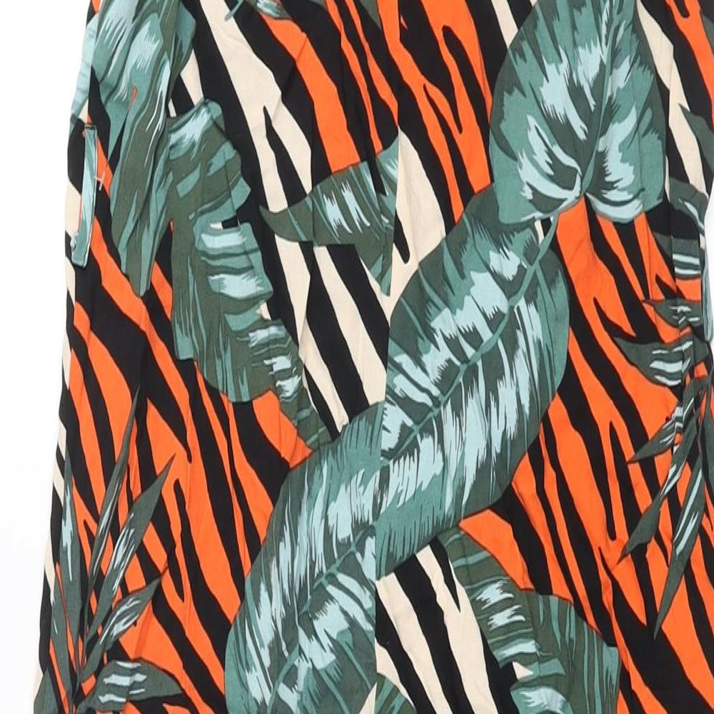 Dorothy Perkins Womens Multicoloured Geometric Viscose Maxi Size 10 Round Neck Tie - Side Slits