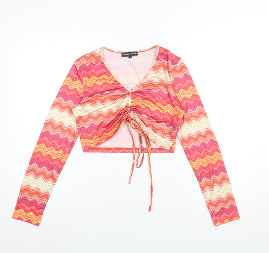 Womens UK Size 8 Cameo Rose Multicoloured Cropped Blouse