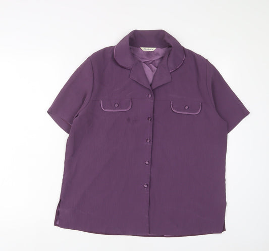 Womens UK Size 16 Berkertex Purple Basic Button-Up