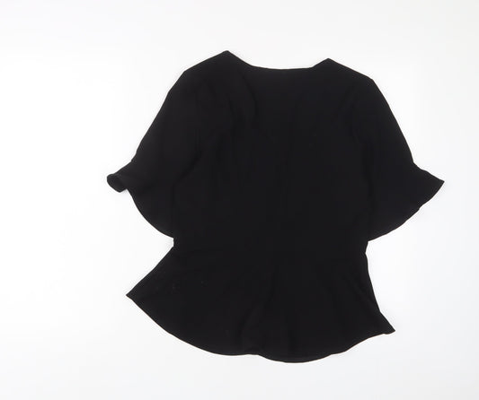 Womens UK Size 10 PRETTYLITTLETHING Black Basic Button-Up
