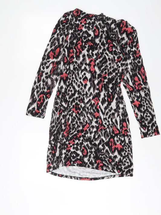 Marks and Spencer Womens Multicoloured Animal Print Viscose A-Line Size 12 Boat Neck Pullover