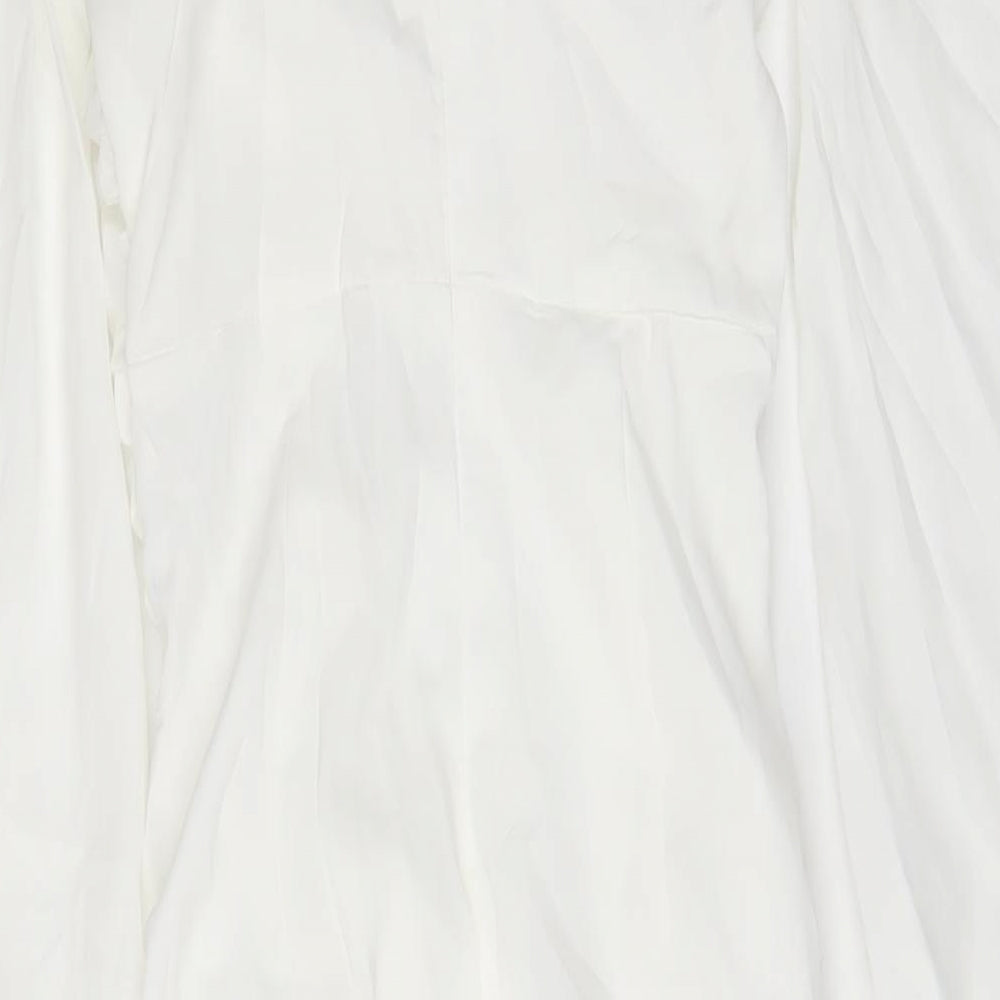 PRETTYLITTLETHING Womens White Polyester A-Line Size 6 Square Neck Zip