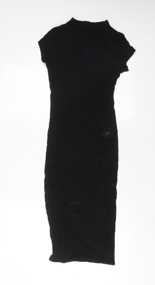 Black Note Womens Black Viscose Bodycon Size M High Neck Pullover