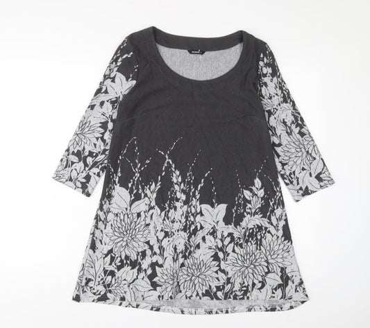 Additional front view of Roman women’s red floral polyester a-line, size UK 12, boat neck pullover