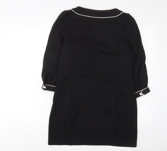 NEXT Womens Black Polyester A-Line Size 12 Scoop Neck Zip