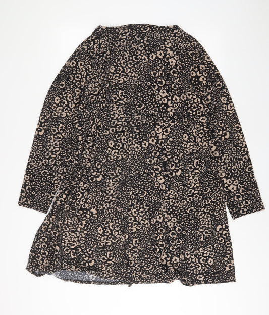 Capsule Womens Brown Animal Print Polyester A-Line Size 22 Scoop Neck Pullover