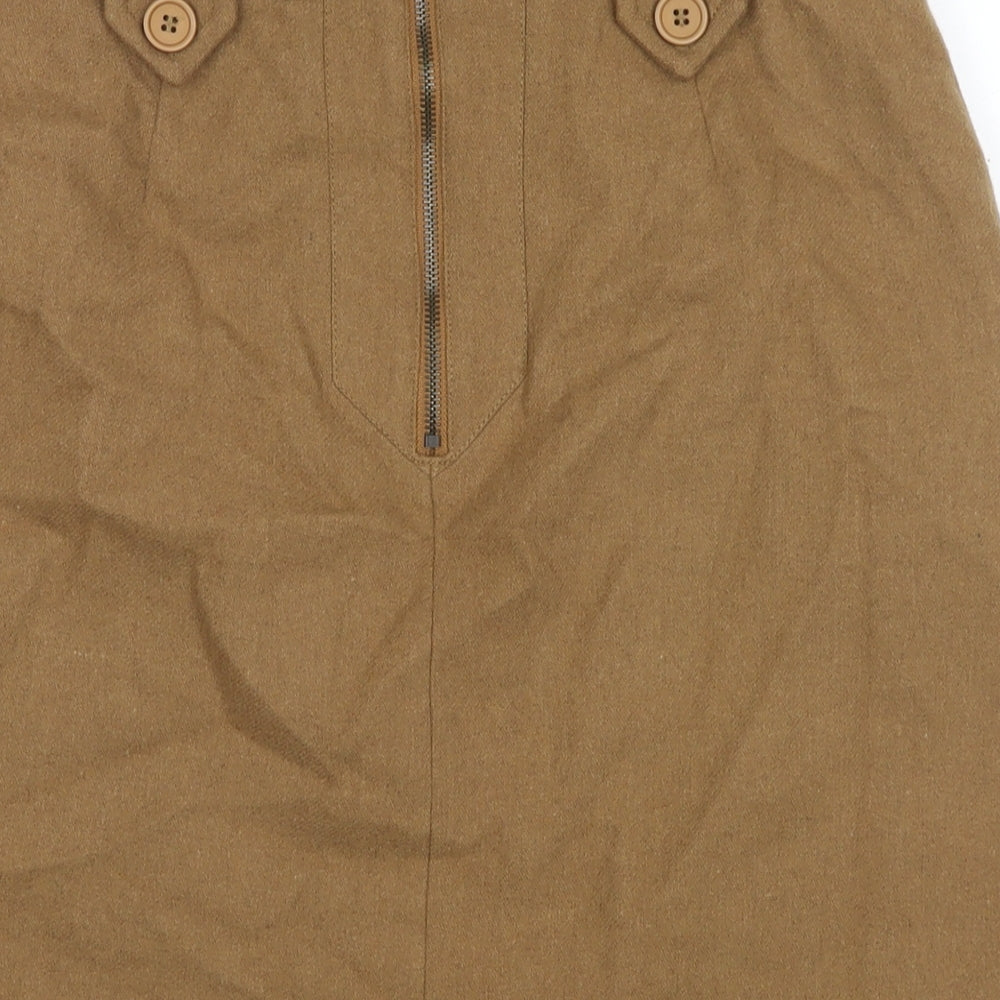 Great Plains London Womens Brown Wool A-Line Skirt Size 14 Zip