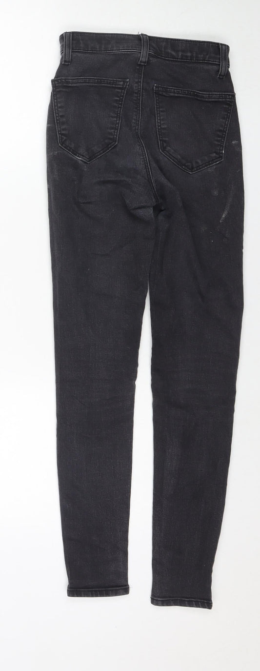 Topshop Womens Black Cotton Skinny Jeans Size 25 in L32 in Regular Zip