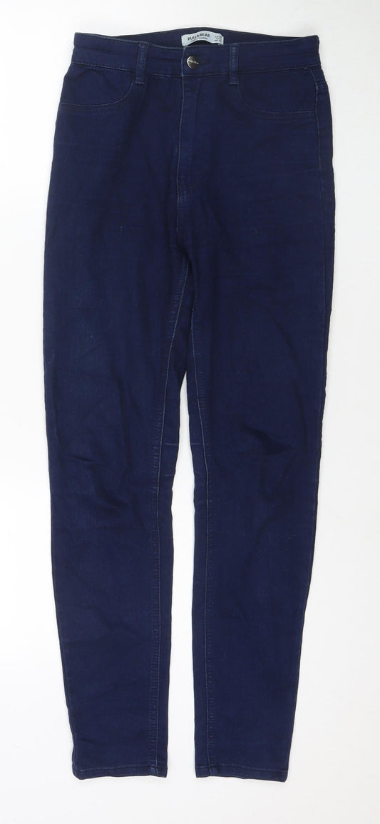 Womens UK Size 8 Pull&Bear Regular Fit Skinny Blue Jeans