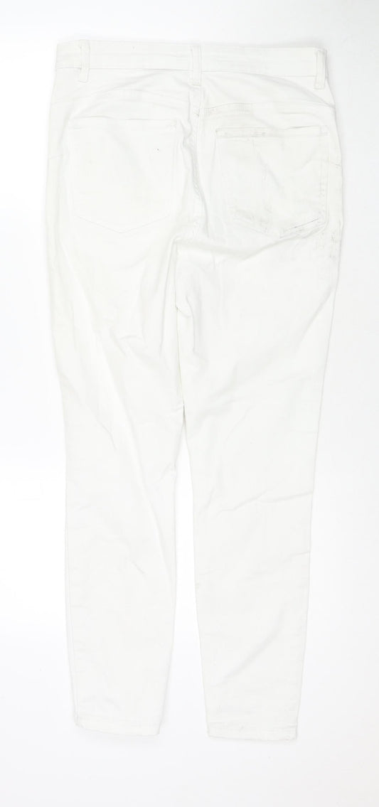 Denim & Co. Womens White Cotton Skinny Jeans Size 14 L26 in Regular Zip