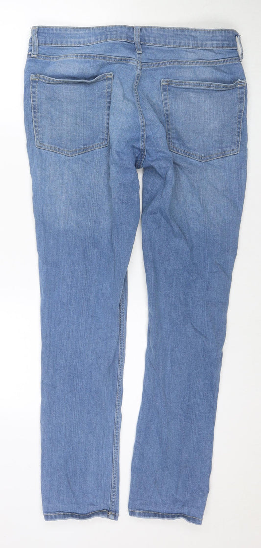 New Look Mens Blue Cotton Straight Jeans Size 36 in L29 in Regular Zip