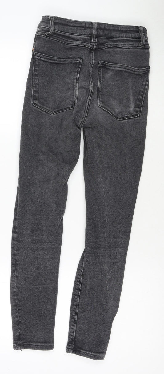 Zara Womens Grey Polyester Blend Skinny Jeans Size 8 L25 in Regular Zip