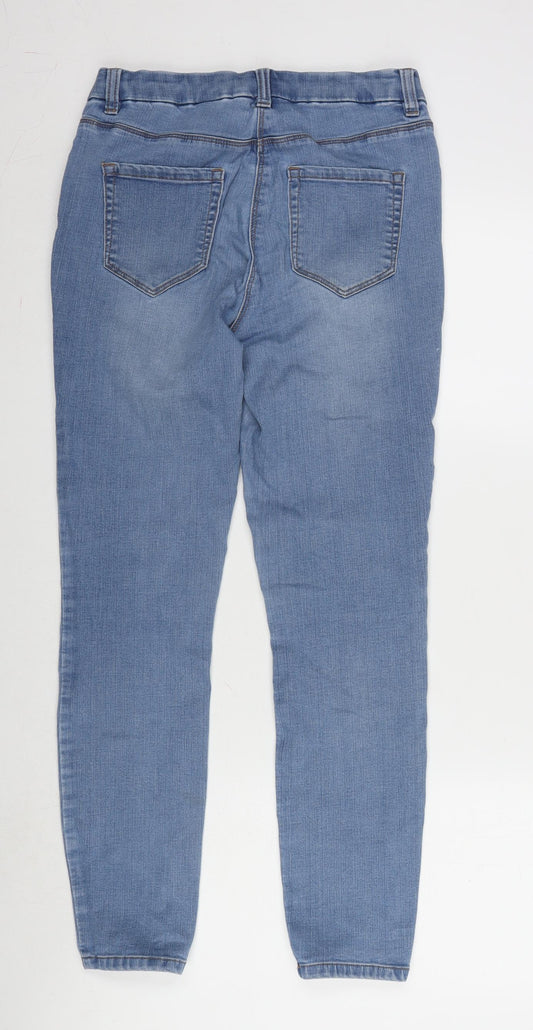 NEXT Womens Blue Cotton Blend Straight Jeans Size 12 L28 in Regular Zip