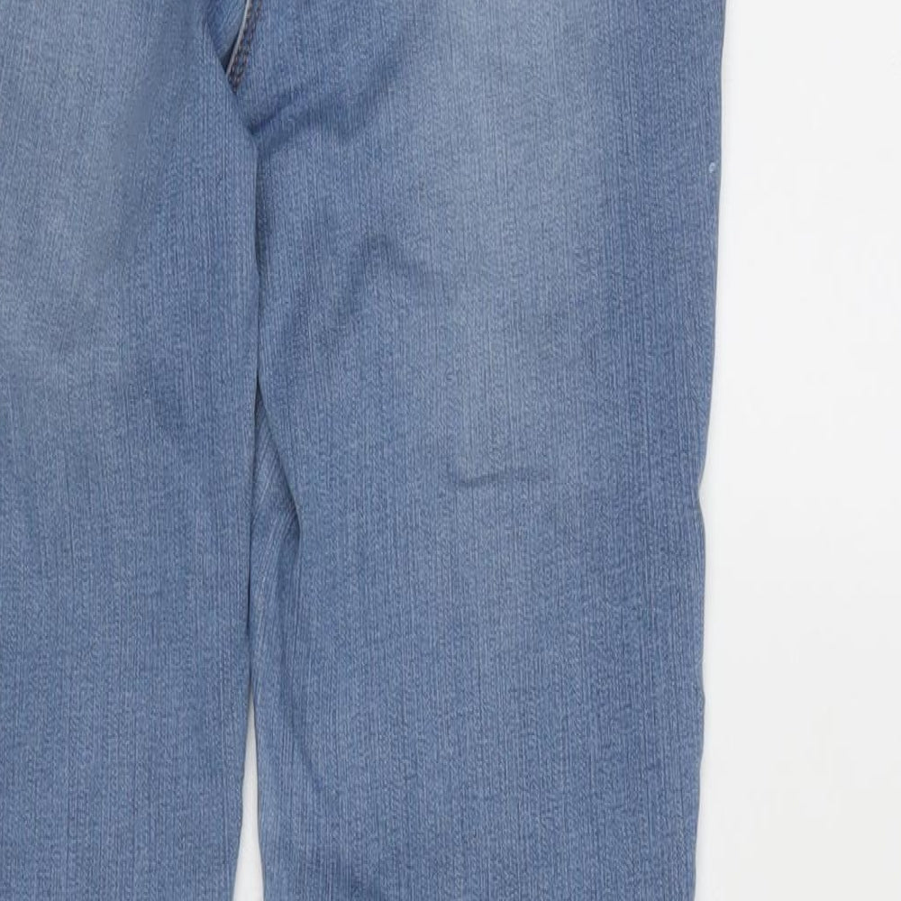 NEXT Womens Blue Cotton Blend Straight Jeans Size 12 L28 in Regular Zip