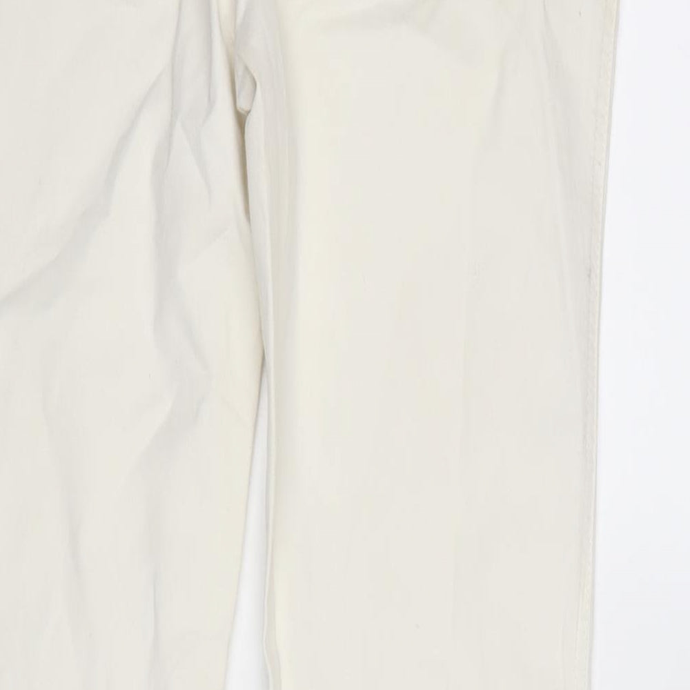 F&F Womens Ivory Cotton Straight Jeans Size 12 L27 in Regular Zip