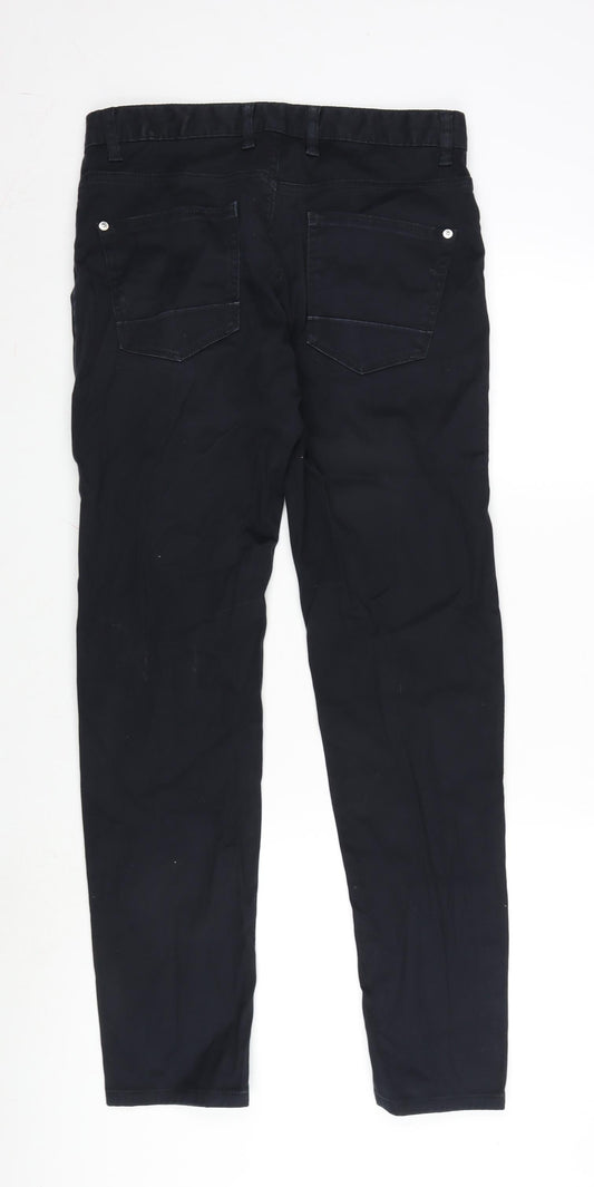 NEXT Mens Black Cotton Blend Straight Jeans Size 32 in L30 in Regular Zip