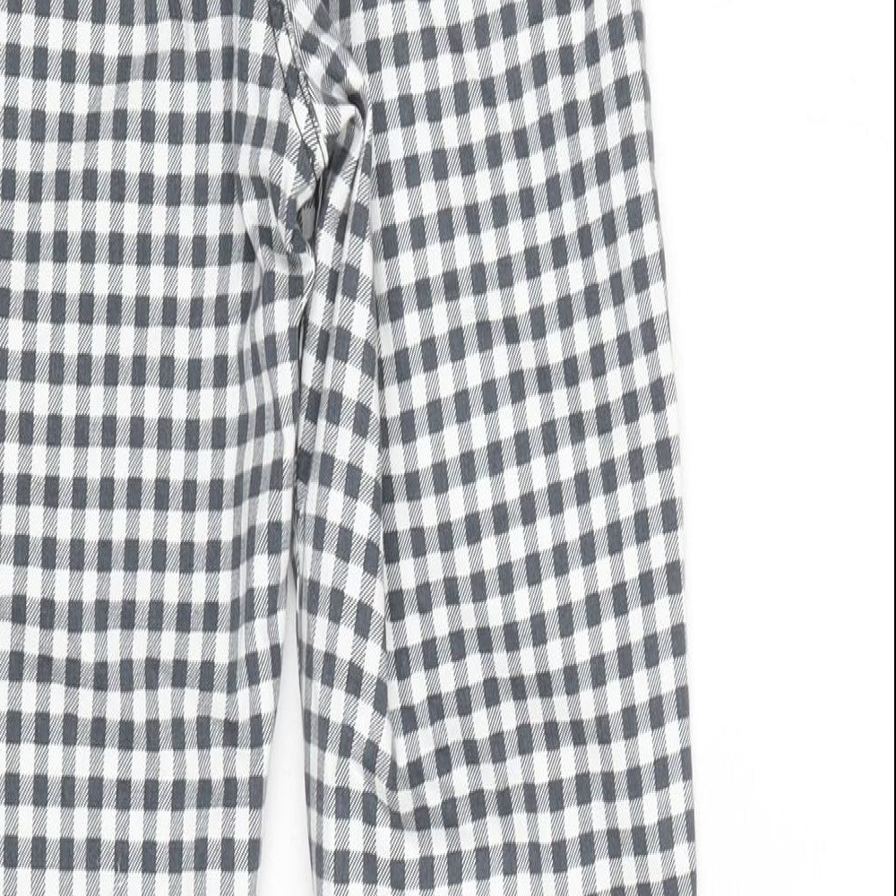Topshop Womens Grey Check Cotton Blend Straight Jeans Size 26 in L27 in Regular Zip