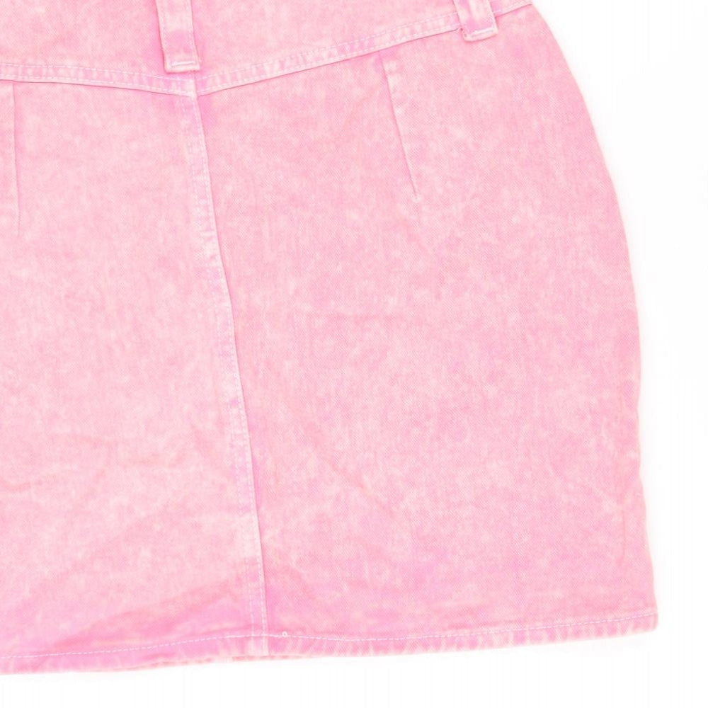 Nasty Gal Womens Pink Cotton Bandage Skirt Size 8 Zip