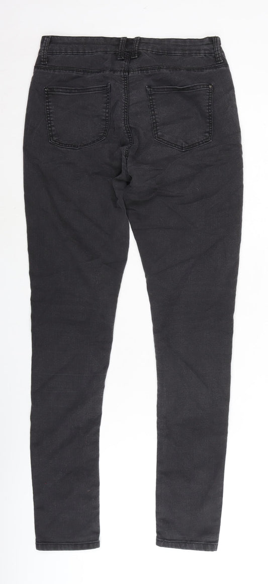 Topshop Womens Grey Cotton Blend Straight Jeans Size 30 in L32 in Regular Zip