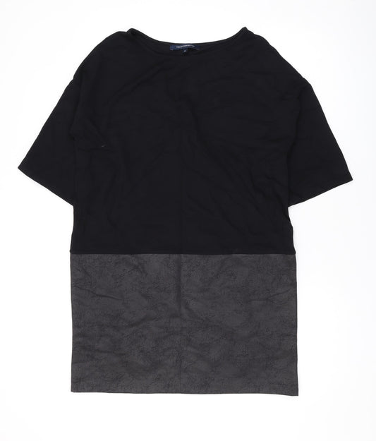 Additional front view of French Connection women’s black viscose a-line, size XS, round neck pullover