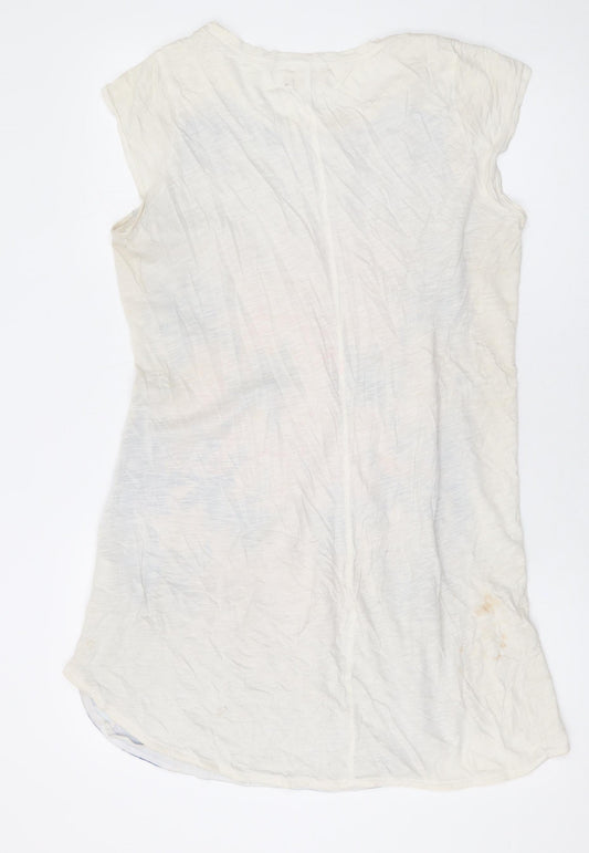 Hollister Womens Beige Geometric Cotton T-Shirt Dress Size L Round Neck Pullover