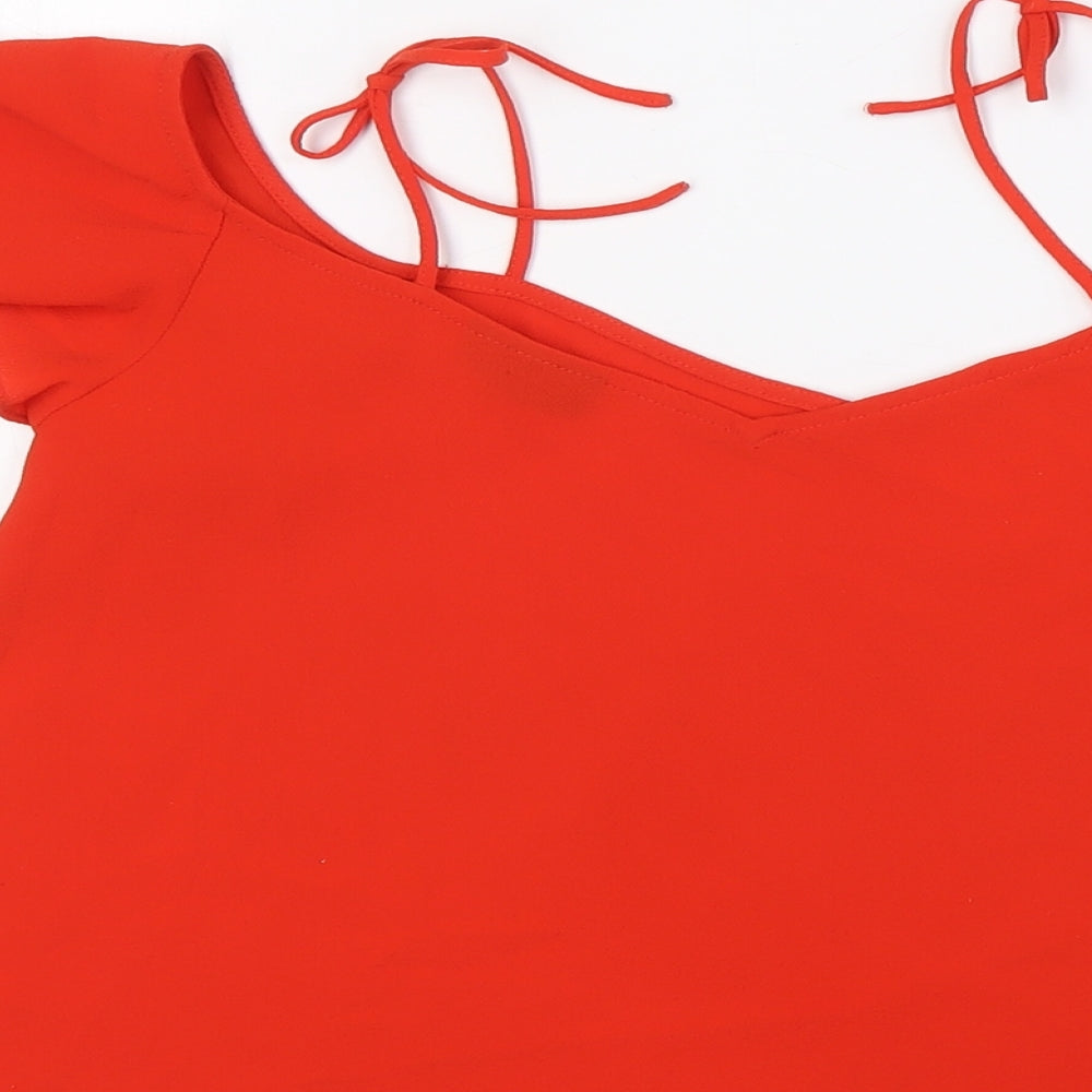 Womens UK Size 8 Topshop Red Basic Blouse