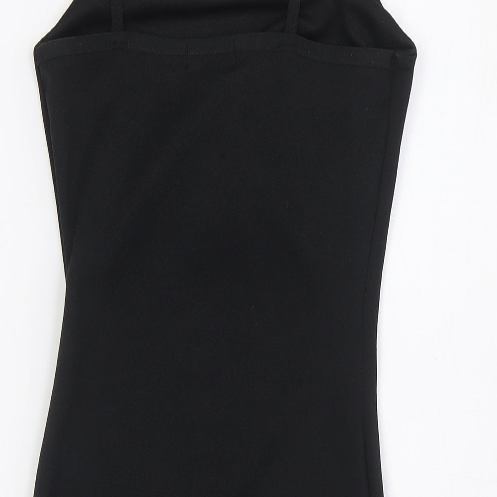 PRETTYLITTLETHING Womens Black Polyester Pencil Dress Size 4 Square Neck