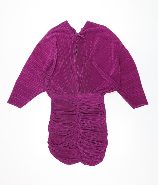 Zara Womens Purple Polyester Mini Size S V-Neck Tie