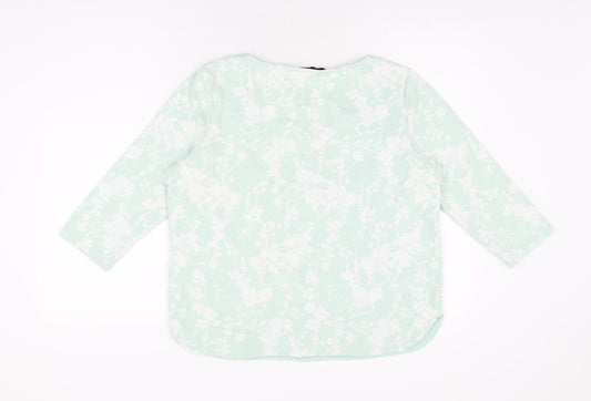 Womens UK Size 14 Per Una Green Basic T-Shirt