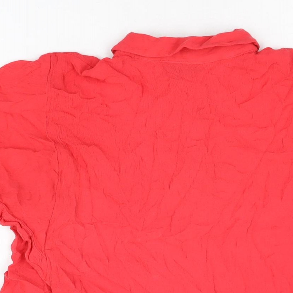 Womens UK Size 8 Topshop Red Basic Button-Up