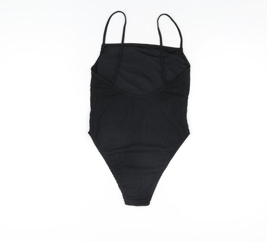 Topshop Womens Black Nylon Bodysuit One-Piece Size 10 Pullover