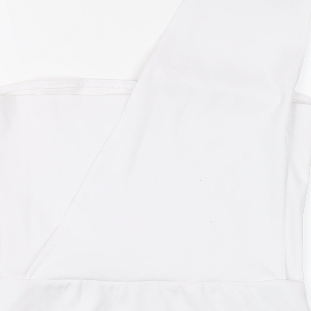 PRETTYLITTLETHING Womens White Polyester Bodysuit One-Piece Size 16 Snap