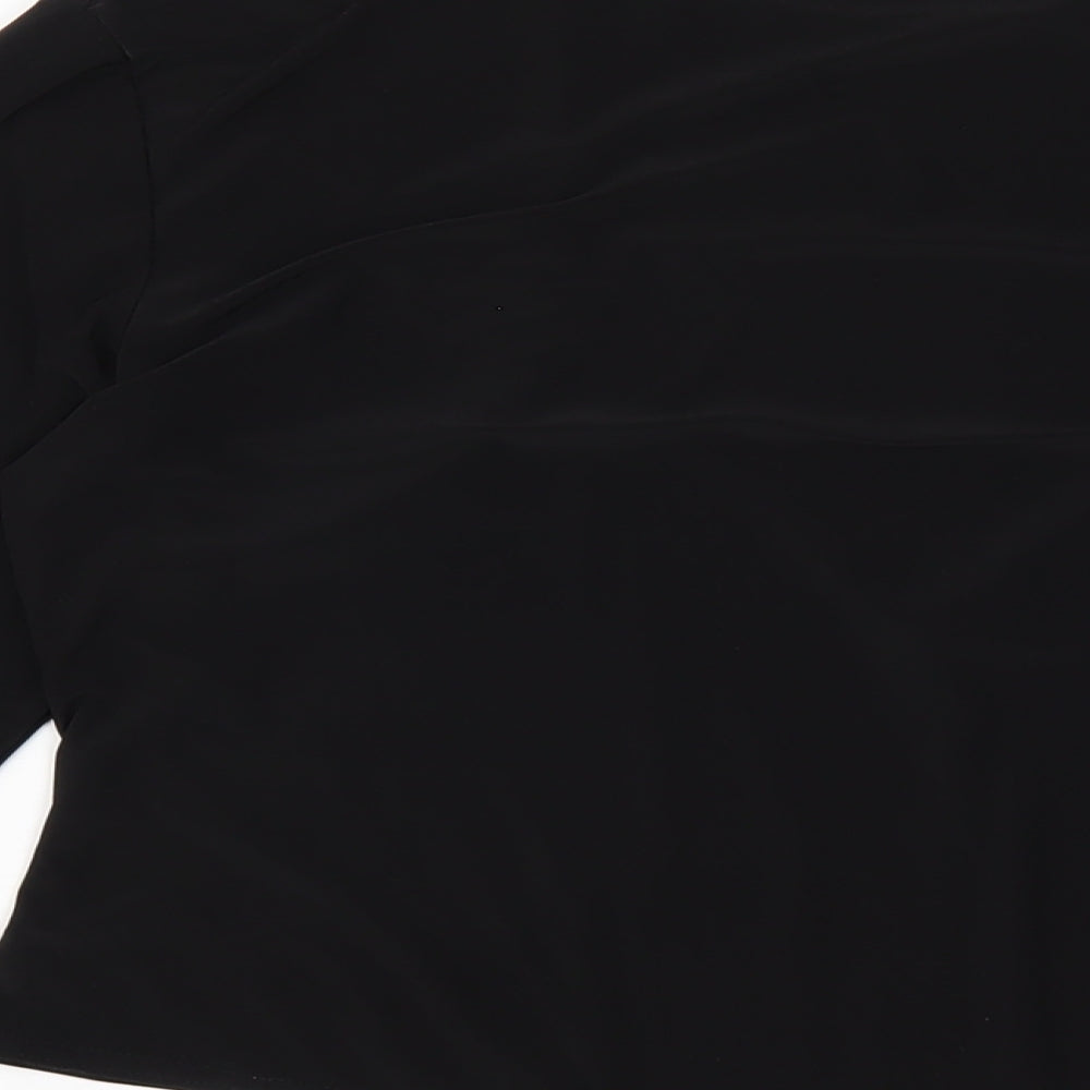 PRETTYLITTLETHING Womens Black Polyester Bodysuit One-Piece Size 16 Snap