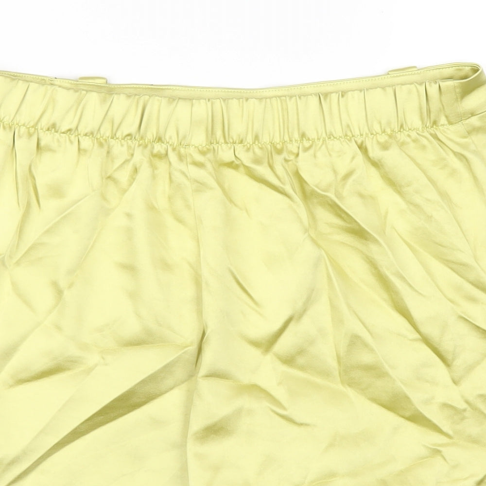 Bershka Womens Yellow Polyester Skort Skirt Size XL Zip