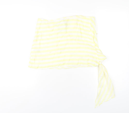 ASOS Womens Yellow Striped Viscose A-Line Skirt Size 12 Tie